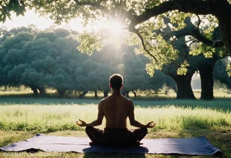 une personne meditant dans la nature inspirante