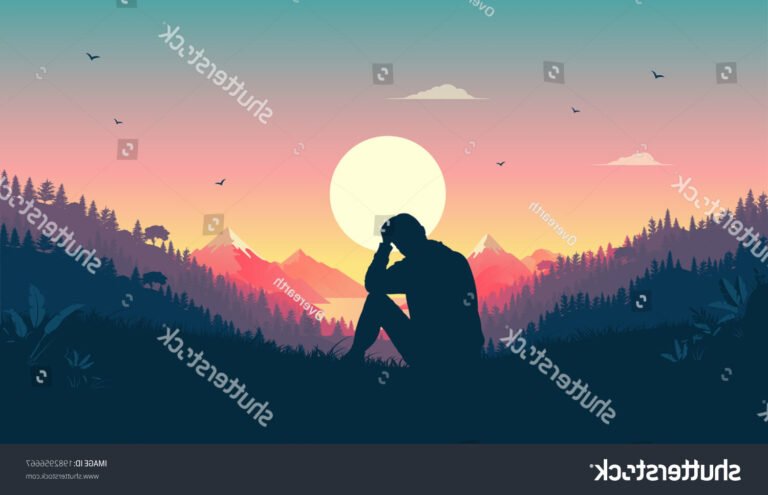 une personne regardant un paysage melancolique