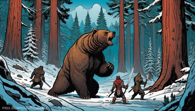 une scene hivernale avec des guerriers