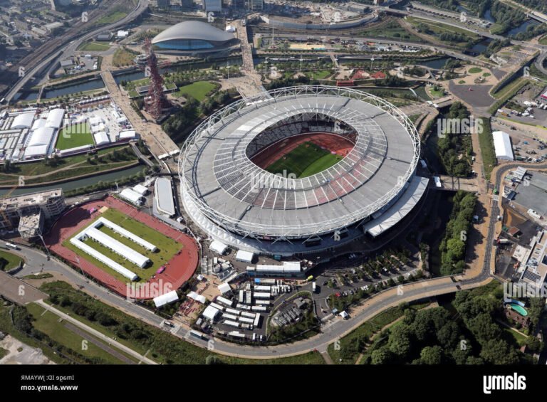 Quel est le nom du stade du West Ham Football Club 38 vue aerienne du london stadium