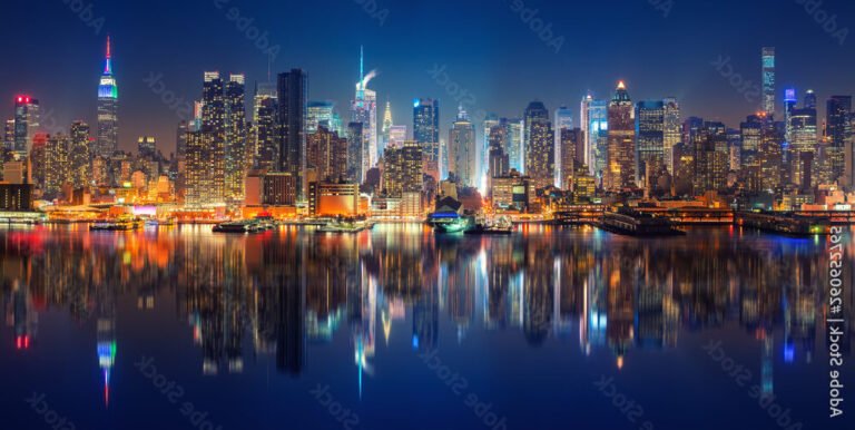 vue panoramique de new york a la tombee du jour