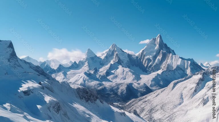 vue panoramique des montagnes enneigees